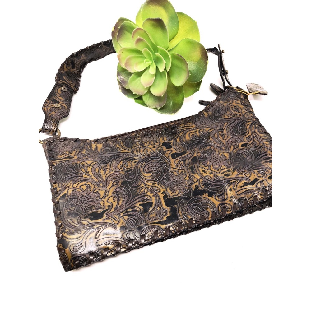 🔸Brown Embroidered Shoulder Purse - Picture 1 of 4